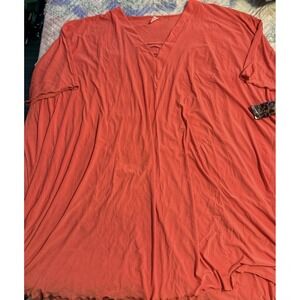 NEW Carol Wior Plus Size‎ Women's Orange V-Neck Swim Coverup Caftan Dress, 3X